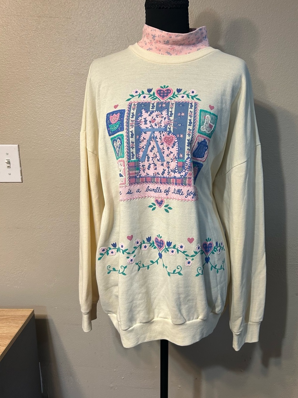 Vintage Act III Sweatshirt Large Floral Patchwork Cottagecore Grandmacore 80s 90